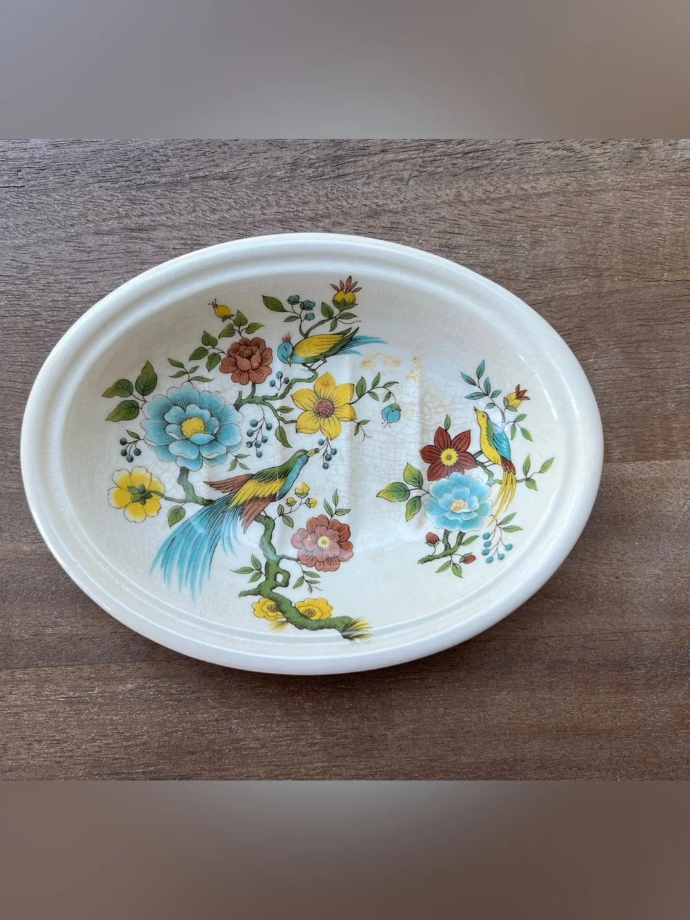Vintage Mason's Ironstone for Crabtree & Evelyn Ceramic Soap Dish, Exotic Bird